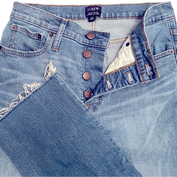 JCrew Button Fly Med Wash High-Rise Crop Flare Raw Hem Sz27 - Picture 5 of 13